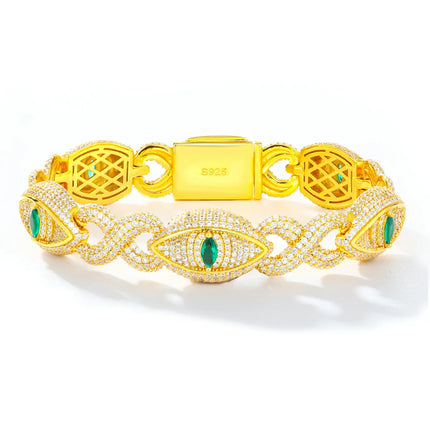 14mm S925 Moissanite Evil Eye Link Bracelet