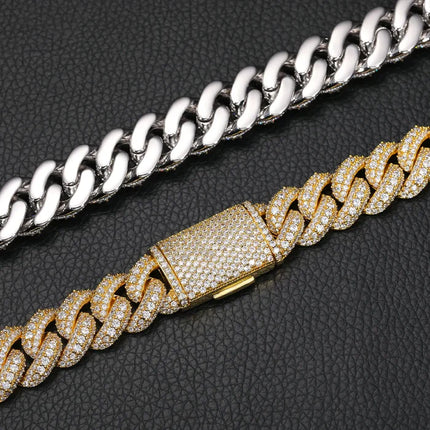 15mm S925 3 Rows Moissanite Bubble Cuban Link Chain