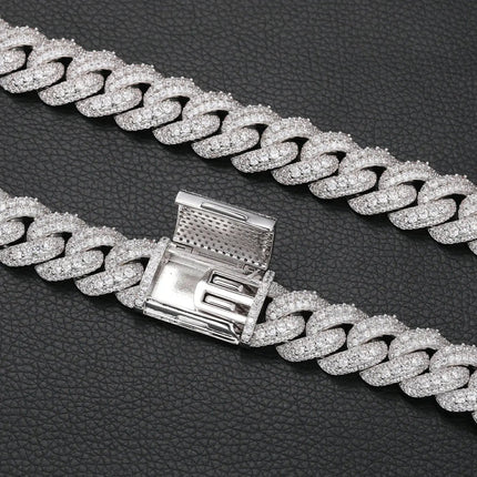 18mm S925 3 Rows Moissanite Bubble Cuban Link Chain