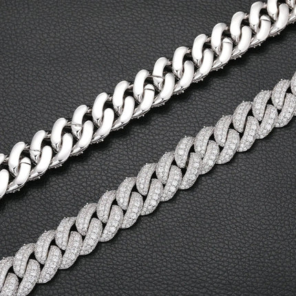 18mm S925 3 Rows Moissanite Bubble Cuban Link Chain