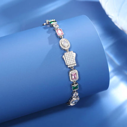 7mm S925 Color Gemstones Enamel Cross Tennis Bracelet