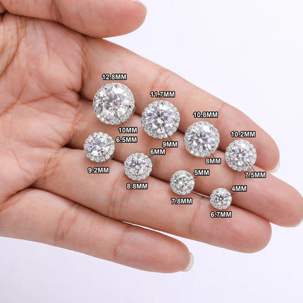 S925 Colored Moissanite Halo Stud Earrings