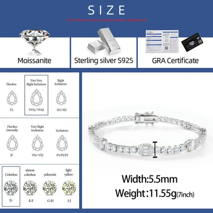 5.5mm S925 Moissanite Pills Tennis Bracelet