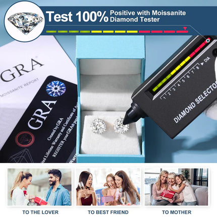 S925 Colored Moissanite Halo Stud Earrings