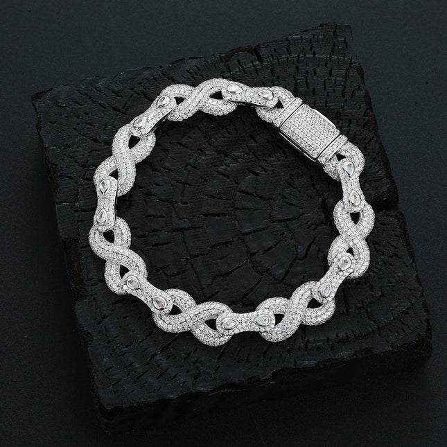 S925 Moissanite Peanut Infinity Link Bracelet