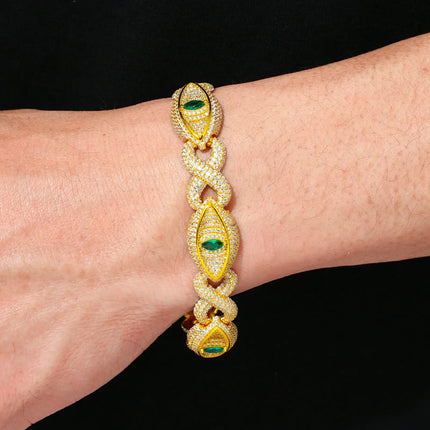 14mm S925 Moissanite Evil Eye Link Bracelet