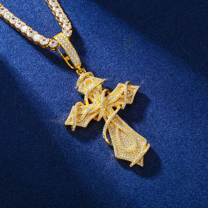 S925 Moissanite Thorns Cross Pendant