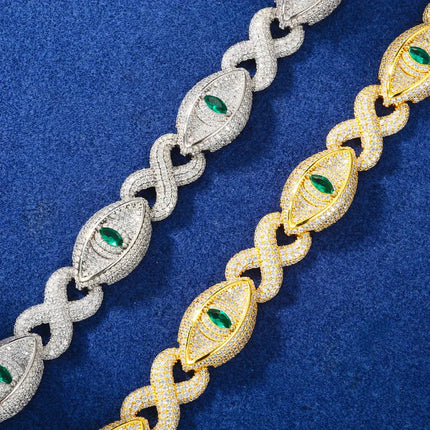 14mm S925 Moissanite Infinity Evil Eye Link Bracelet