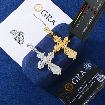 S925 Moissanite Thorns Cross Pendant