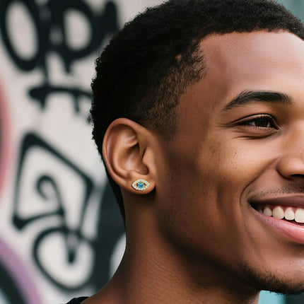 S925 Moissanite Blue Evil Eye Stud Earrings