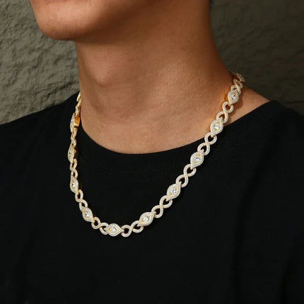 10mm S925 Moissanite Infinity Evil Eye Link Chain