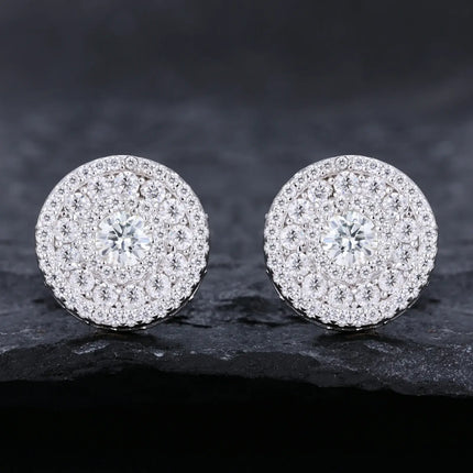 S925 Moissanite Cluster 4 Layers Halo Stud Earrings