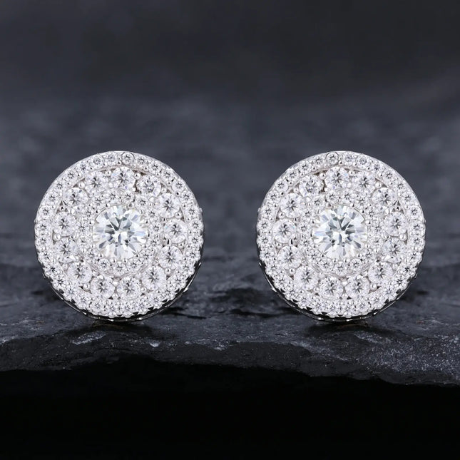S925 Moissanite Cluster 4 Layers Halo Stud Earrings