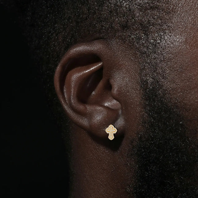 S925 Moissanite 2 Layer Iris Cross Stud Earrings