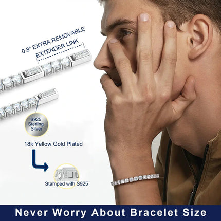 S925 Moissanite Iced Out Spring Buckle Tennis Bracelet