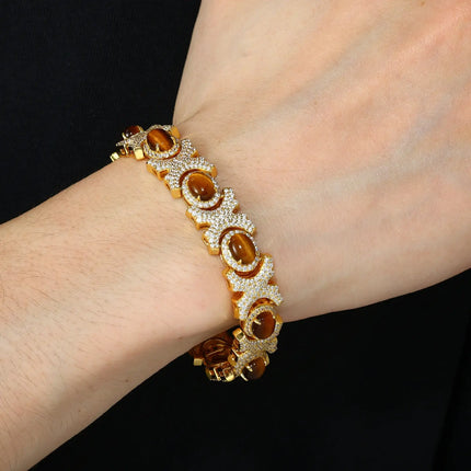 13mm S925 Moissanite Oval Natural Obsidian X Link Bracelet