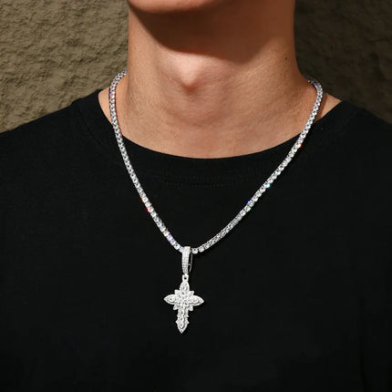 S925 Pear Cut Moissanite Cross Pendant