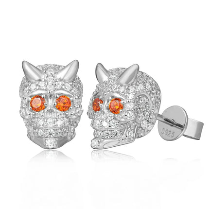 S925 Moissanite Skull Demon Stud Earring