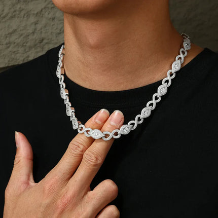 10mm S925 Moissanite Infinity Evil Eye Link Chain