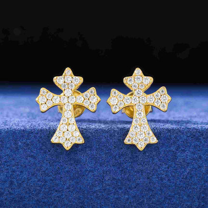 S925 Moissanite Cross Stud Earrings