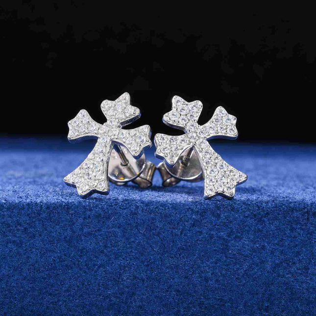 S925 Moissanite Cross Stud Earrings