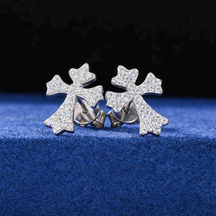 S925 Moissanite Cross Stud Earrings