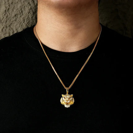 S925 Moissanite 3D Tiger Head Pendant