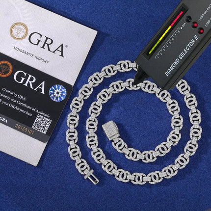 10mm S925 Moissanite Chino Link Chain