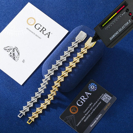 12mm S925 Moissanite US Dollar Link Bracelet