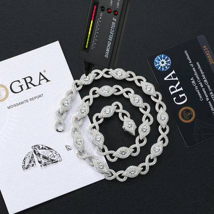 10mm S925 Moissanite Infinity Evil Eye Link Chain