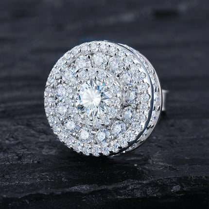 S925 Moissanite Cluster 4 Layers Halo Stud Earrings