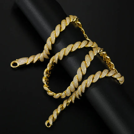 8mm S925 Moissanite Iced Out Rope Chain