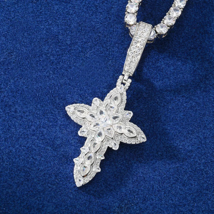 S925 Pear Cut Moissanite Cross Pendant