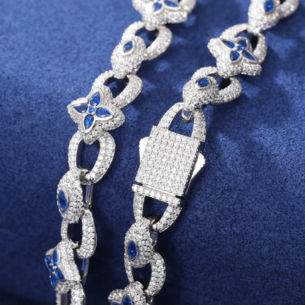 10mm S925 Moissanite Evil Eye Four Leaf Clover Link Chain