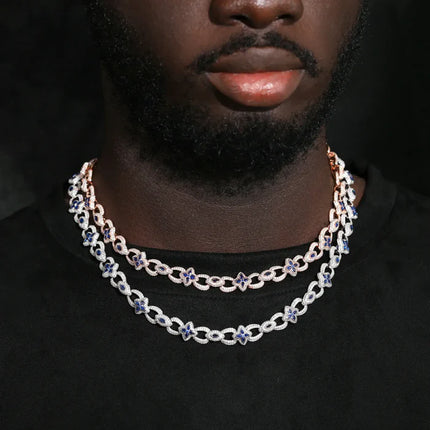 10mm S925 Moissanite Evil Eye Four Leaf Clover Link Chain