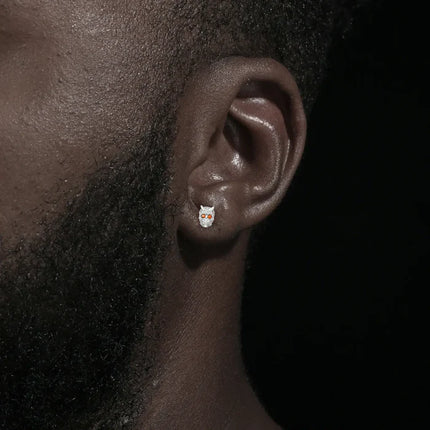 S925 Moissanite Skull Demon Stud Earring
