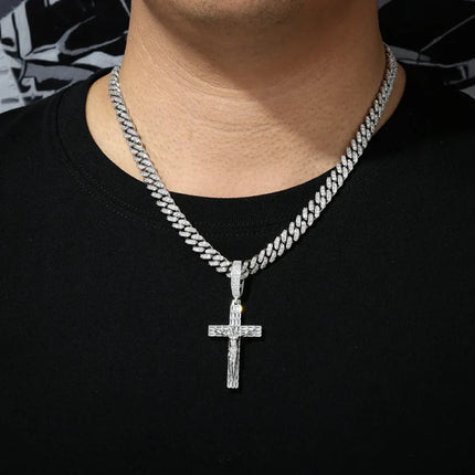 S925 Baguette Moissanite Crucifix Cross Pendant
