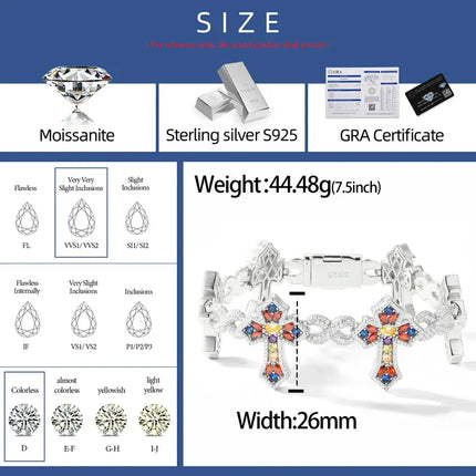 26mm S925 Moissanite Infinity Candy Cross Link Bracelet