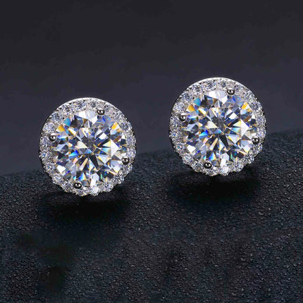 S925 Colored Moissanite Halo Stud Earrings