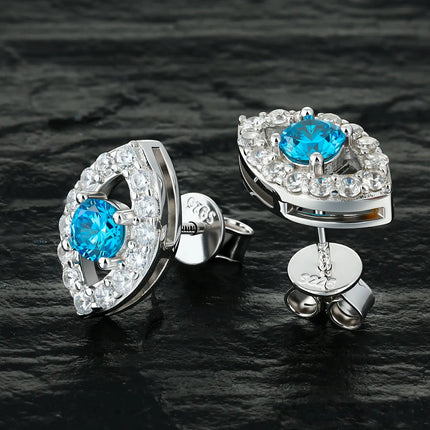 S925 Moissanite Blue Evil Eye Stud Earrings