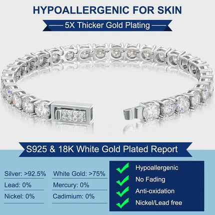 S925 Moissanite Iced Out Spring Buckle Tennis Bracelet