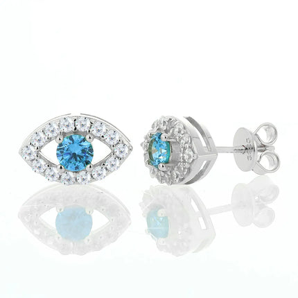 S925 Moissanite Blue Evil Eye Stud Earrings