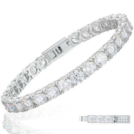 S925 Moissanite Iced Out Spring Buckle Tennis Bracelet