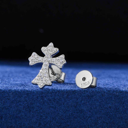 S925 Moissanite Cross Stud Earrings