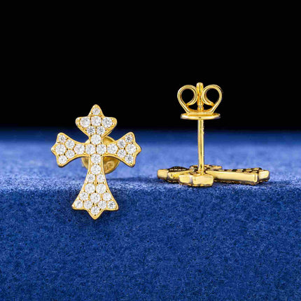 S925 Moissanite Cross Stud Earrings