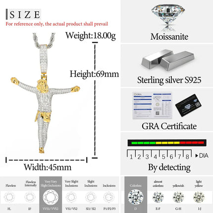 S925 Moissanite Crucifixion of Jesus Pendant