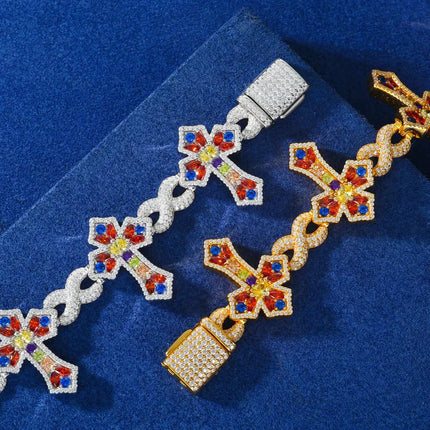 26mm S925 Moissanite Infinity Candy Cross Link Bracelet