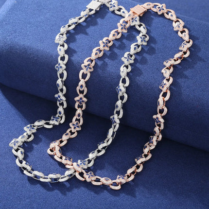 10mm S925 Moissanite Evil Eye Four Leaf Clover Link Chain