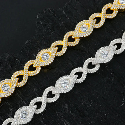 10mm S925 Moissanite Infinity Evil Eye Link Chain