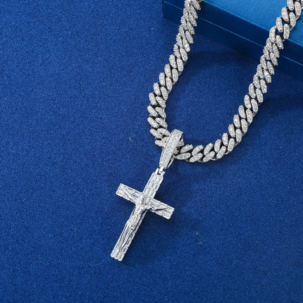 S925 Baguette Moissanite Crucifix Cross Pendant